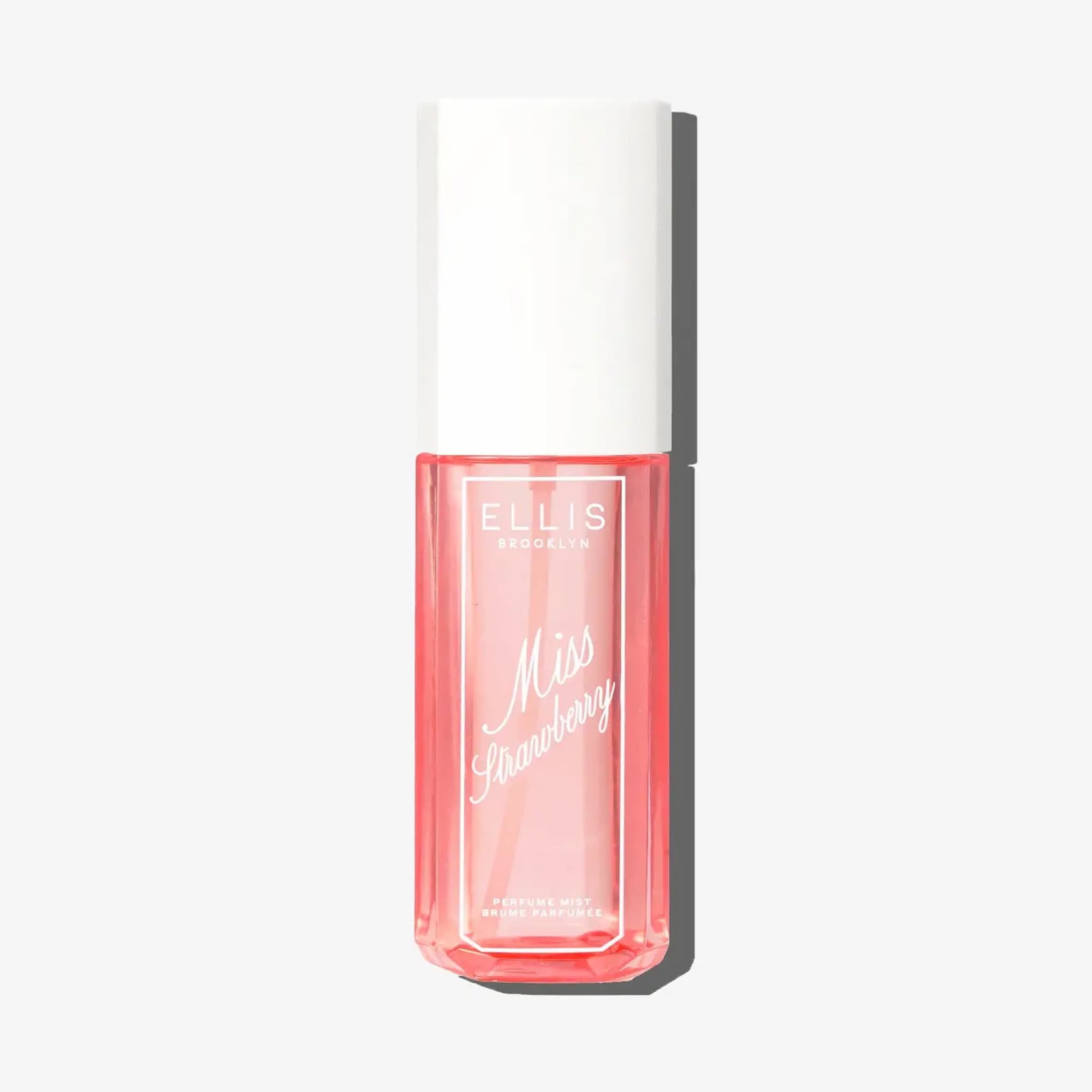 Ellis Brooklyn Miss Strawberry Perfume Mist bottle on a white background.