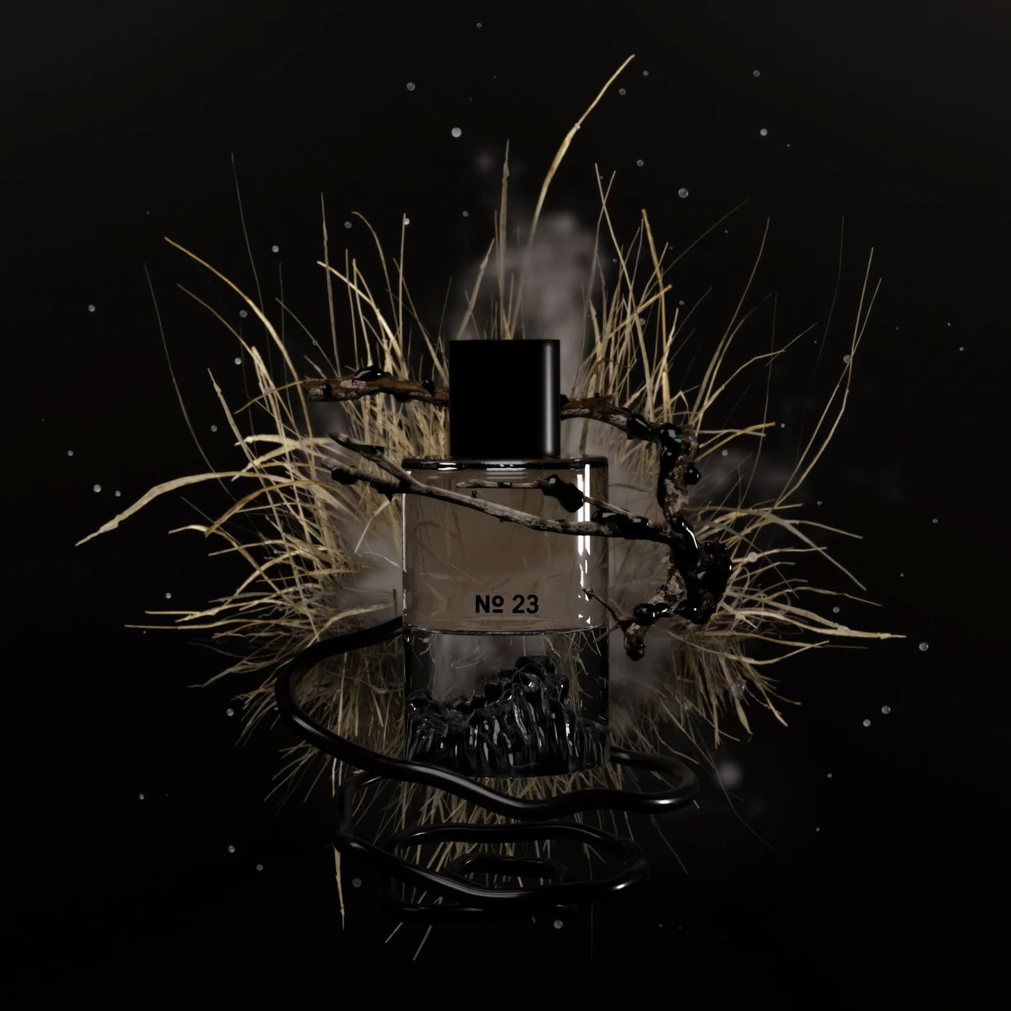 Fischersund perfume bottle labeled 'No 23' with decorative elements on a dark background