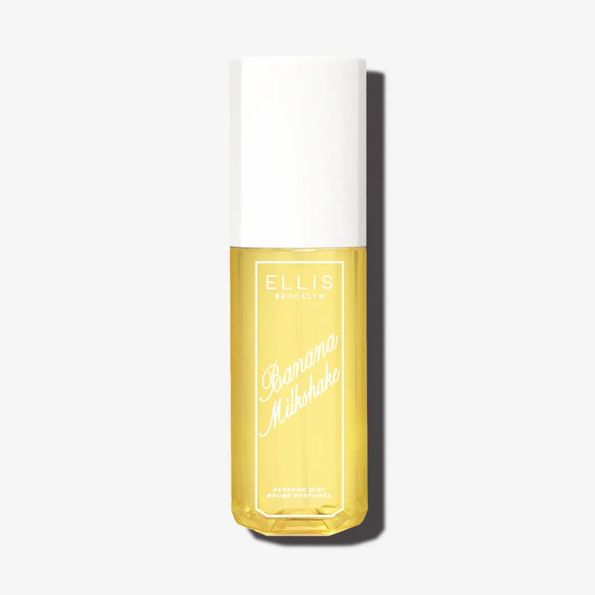 Ellis Brooklyn Banana Milkshake Perfume Mist bottle on white background.